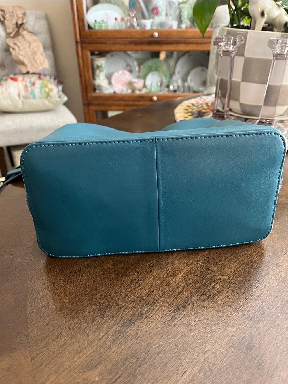 RADLEY / Teal (Blue-Green) Leather Shoulder Bag - Picture 6 of 7